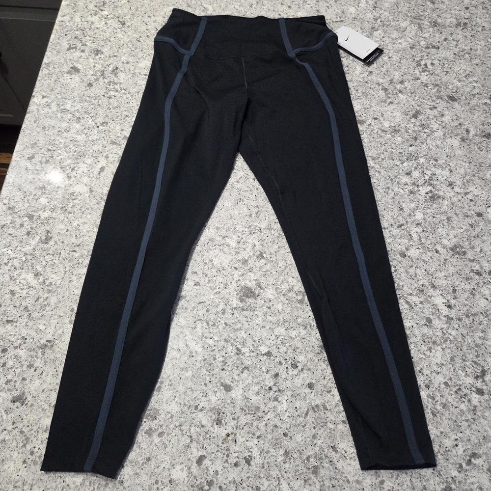 Nike One Women’s Dri-Fit High Waisted 7/8 Leggings Size Large Black/Navy NWT